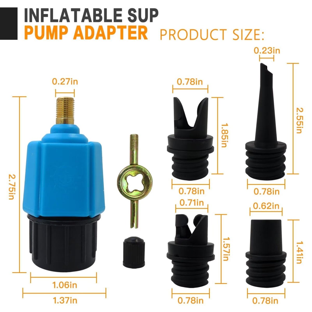 Blue Inflatable Pump Adaptor Compressor Paddle Board Adapter Multifunction Valve W 4 Air Nozzles For Boat Stand Up Inflatable