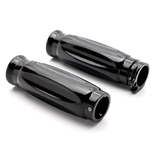 Krator Trhb116b Black Motorcycle Handlebar Shotgun Shell Custom Hand Grips Cruiser Chopper 1