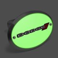Ipick Image Made For Dodge 3d Logo Glow In The Dark Luminescent Oval Billet Aluminum 2 Inch Tow Hitch Cover