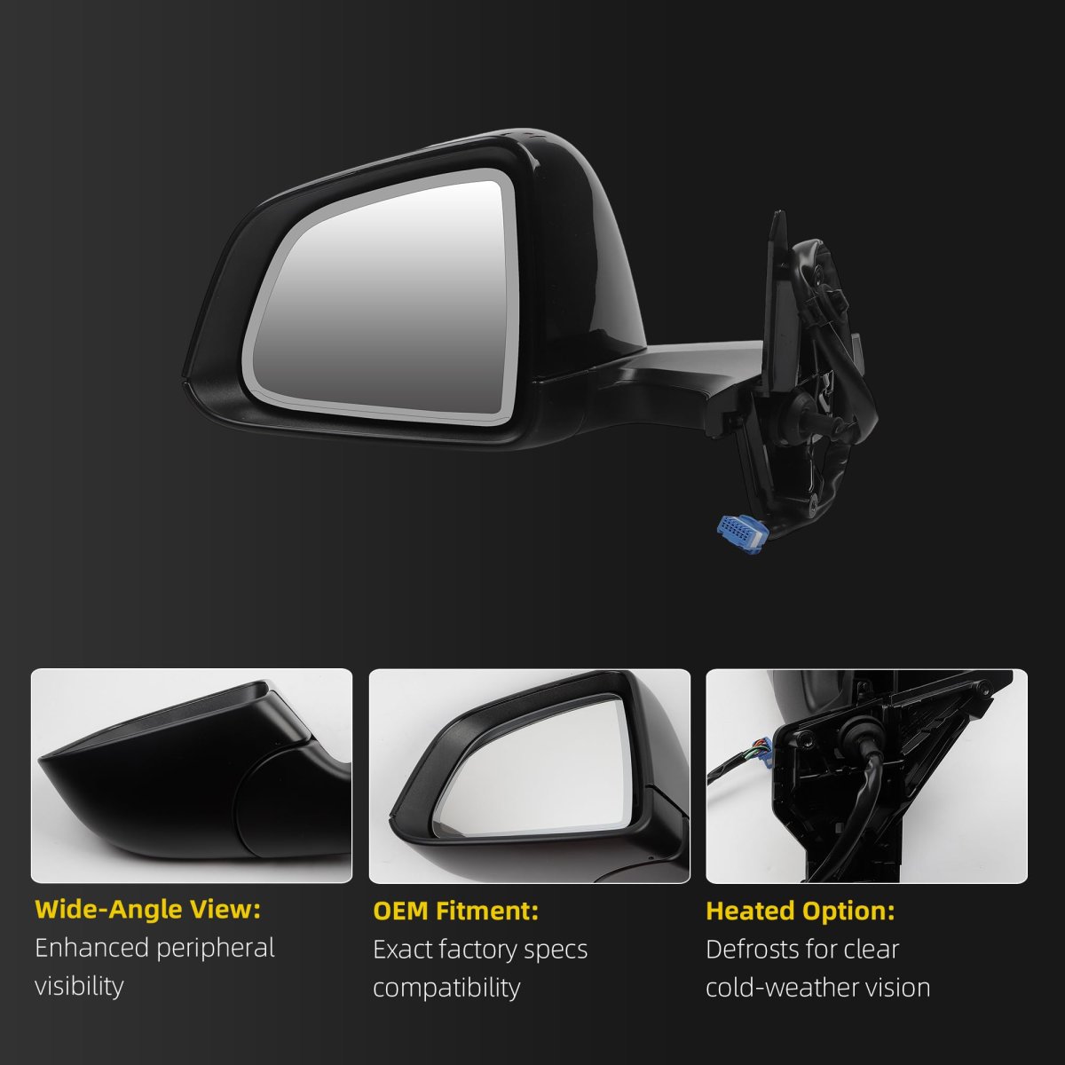Dasbecan Side Rear View Mirror For 2020-2024 Tesla Model Y Anti-glare Glass With Memory Power Heated Left Driver Folding