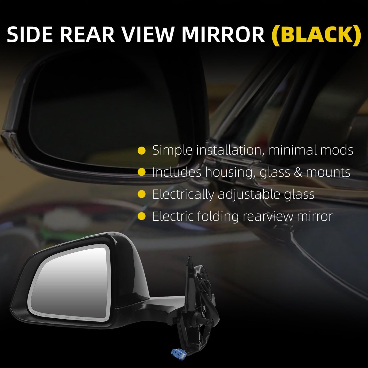Dasbecan Side Rear View Mirror For 2020-2024 Tesla Model Y Anti-glare Glass With Memory Power Heated Left Driver Folding