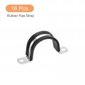 Uxcell 16pcs 38mm 1-1 2 Cable Clamp Rubber Pipe Strap Cushioned 304 Stainless Steel Hose U Shape Metal Tube Holder For Wire