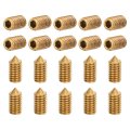 20pcs Set Screws M4x8mm Brass Cone Point Hex Socket Grub For Machinery Home Repairs And Fixtures Gold Tone 