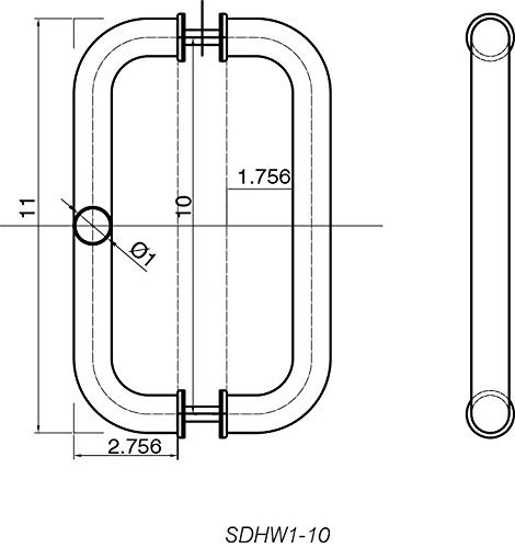 Rockwell Security 10 Inline Back To Tempered Glass Mount Commercial Swing Door Pull Handle In Polished Stainless Finish