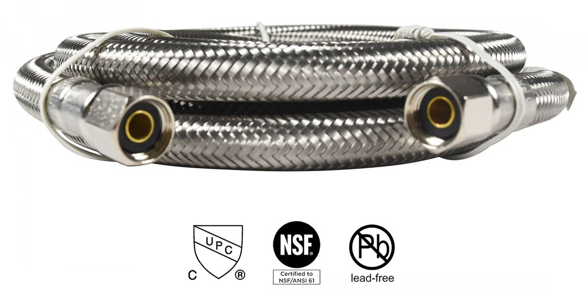 6ft Refrigerator Water Line 2 Pack Braided Stainless Steel Ice Maker Supply Hose 1 4 In Compression X Silver