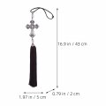 Holibanna Cross For Car Rearview Mirror Hanging Rhinestone Rear View Pendant Vehicle Christian Charm With Tassel Interior
