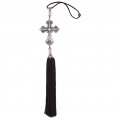 Holibanna Cross For Car Rearview Mirror Hanging Rhinestone Rear View Pendant Vehicle Christian Charm With Tassel Interior