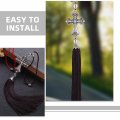 Holibanna Cross For Car Rearview Mirror Hanging Rhinestone Rear View Pendant Vehicle Christian Charm With Tassel Interior