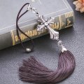 Holibanna Cross For Car Rearview Mirror Hanging Rhinestone Rear View Pendant Vehicle Christian Charm With Tassel Interior