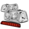 Ford Ranger Pair Of Chrome Housing Clear Corner Headlight Red Lens Led 3rd Brake Light 