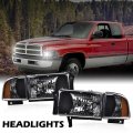 G-plus Headlights Compatible With 1994-2001 Dodge Ram 1500 1994-2002 2500 3500 Replacement Headlight Lamps Clear Lens Black