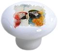 Set Of 2 Colorful Parrots Watercolor Ceramic Cabinet Drawer Knobs 