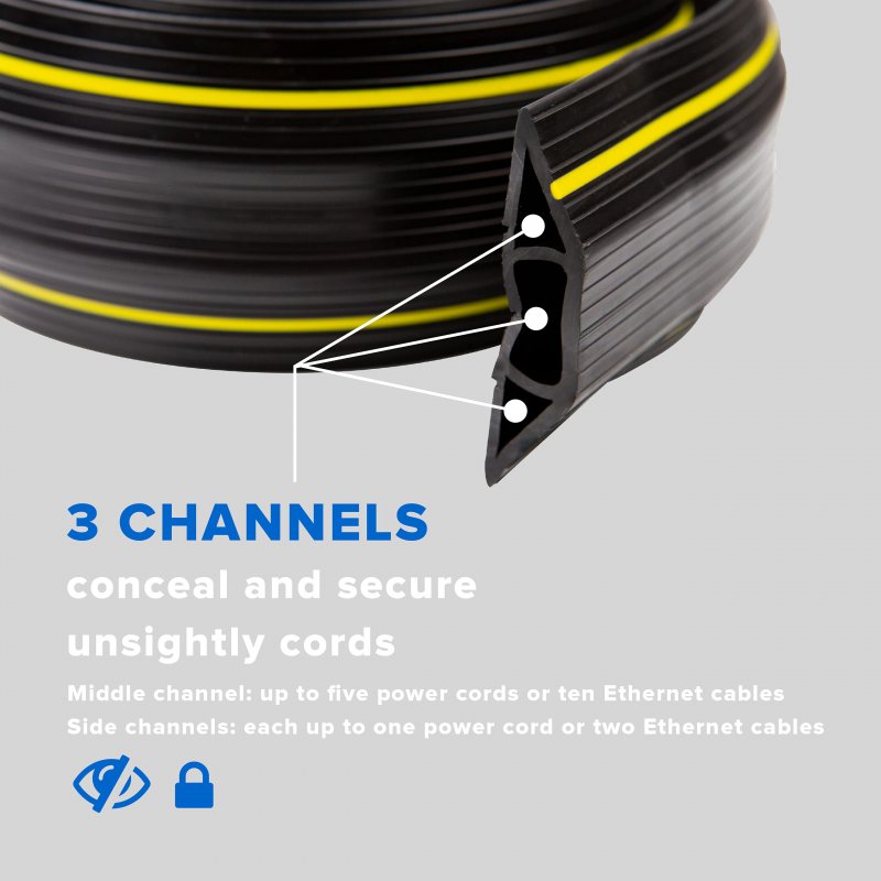 6 5 Feet Heavy Duty Ble Protector Cord Cover 3 Channels A Durable Black Pvc Is Flexible Odor Free Easy To Unroll And Open A