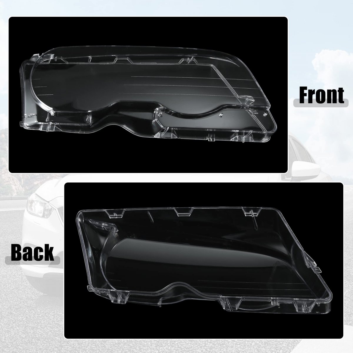 Front Headlight Lens Cover Pair For Bmw E46 3 Series 2 Door 1998 To 2002 Clear Polycarbonate Shell 63126904297 63128377278