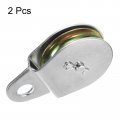 Uxcell 2pcs 126mm Single Pulley Block Iron Hanging Wire Towing Wheel Cable Rope Runner Roller In Zinc Plated