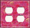 Snazzyswitch Decorative Outlet Cover Plate Red Yellow Flower Wash Double Duplex Receptacle 