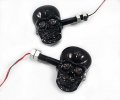 Perfectech Motorcycle 10mm Screw Skull Head Led Amber Turn Signal Indicator Light Black