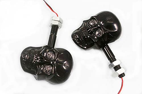Perfectech Motorcycle 10mm Screw Skull Head Led Amber Turn Signal Indicator Light Black