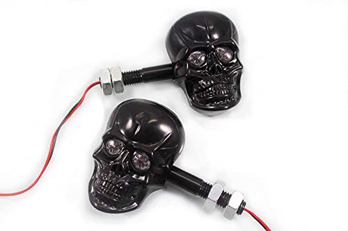 Perfectech Motorcycle 10mm Screw Skull Head Led Amber Turn Signal Indicator Light Black