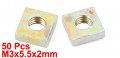 Uxcell M3x5 5x2mm Zinc Plated Square Machine Screw Nuts Brass Tone 50pcs