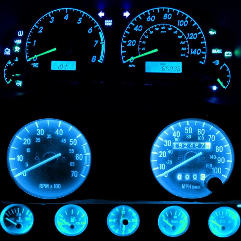 Wljh Bright Ice Blue Instrument Cluster Panel Gauge Speedometer Tachometer Oil Pressure Fuel Temp Clock Indicator Bulb Full Led
