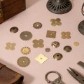 6pcs Cabinet Knob Backplate 1 Classical Furniture Decorative Brass Washers Vintage Flower Shape Gasket Hardware For Doors 