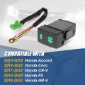 Front Dash Mount Fog Light Lamp Switch With Wiring Harness Compatible Honda Accord Civic Cr-v Fit Hr-v 2013-2022 Matte Black
