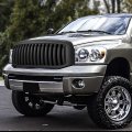 Auto Dynasty Matte Black Vertical Front Hood Bumper Grille Grill Compatible With Dodge Ram 1500 2500 3500 06-09
