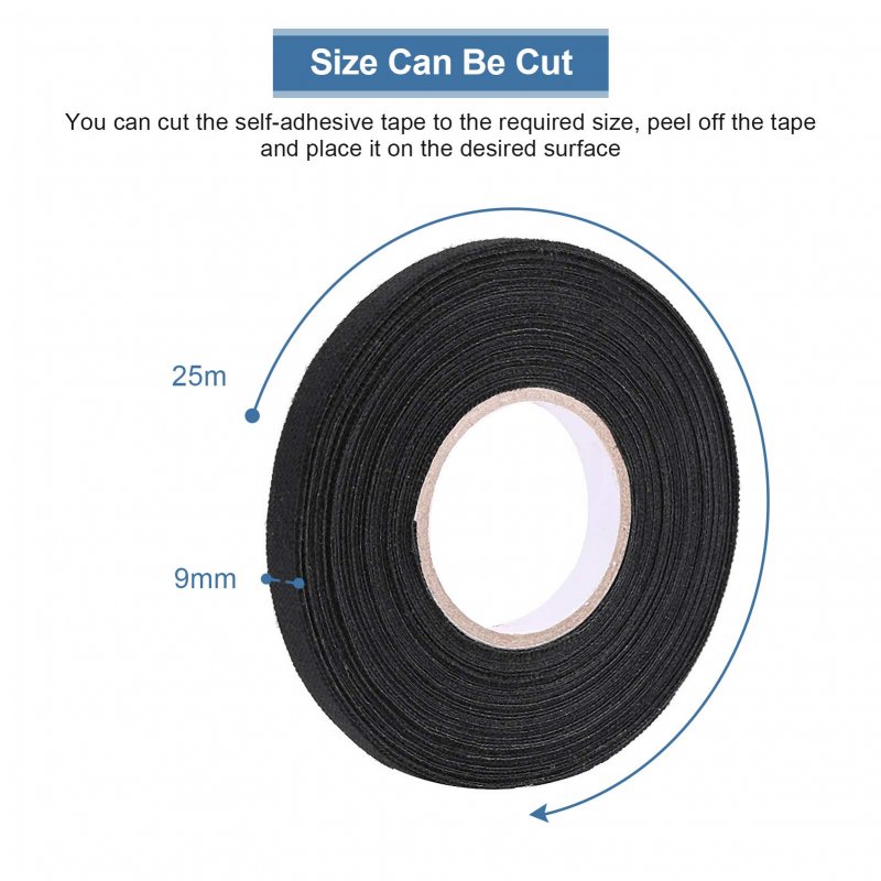 Multipurpose Car Wiring Harness Tape Self Adhesive Anti Squeak Rattle Felt Automotive Black 19mm A 15m