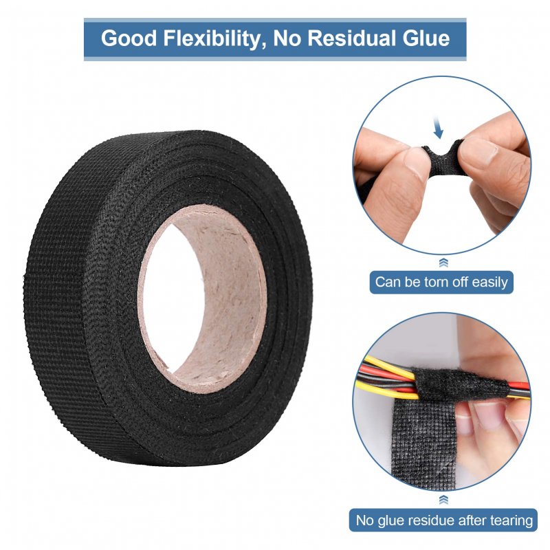 Multipurpose Car Wiring Harness Tape Self Adhesive Anti Squeak Rattle Felt Automotive Black 19mm A 15m