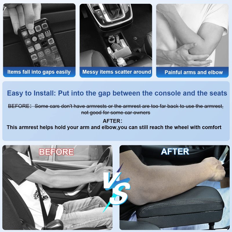 Cdefg Armrest Support Elbow Rest Pad Extender Console Storage Organizer Adjustable Height Comfort Arm Pads Universal Fit For