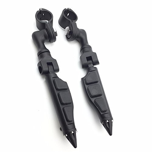 Black Short Angled Adjustable Peg Mounting Kit Stiletto Shape Foot For Goldwing Vtx1300 Shadow Valkyrie Triumph Rocket With
