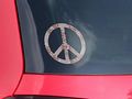 Victorian Design Red Peace Sign Car Window Decal 6 X Inches