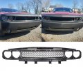 Hecasa Front Bumper Upper Grille Compatible With 2008-2014 Dodge Challenger Grill W Bezel Chrome Molding Trim Replacement For 