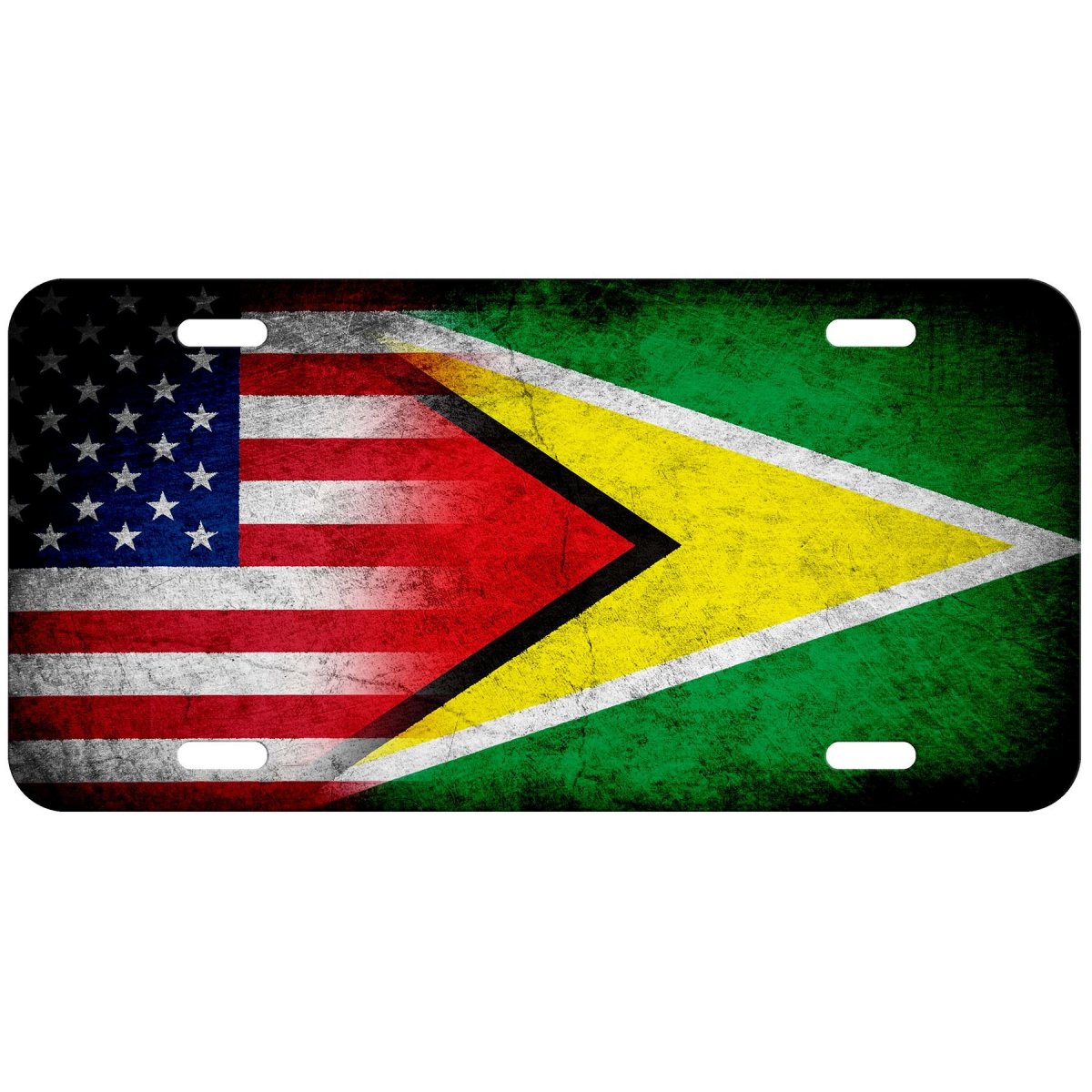 Aluminum License Plate Flag Of Guyana Guyanese Rustic Usa