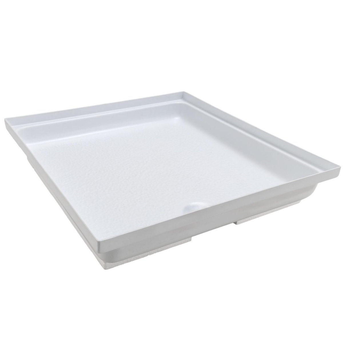 Recpro Rv Shower Pan 24a X Square Polar White Plastic Base With Front Center Drain Slip-resistant Textured Floor Foam Support