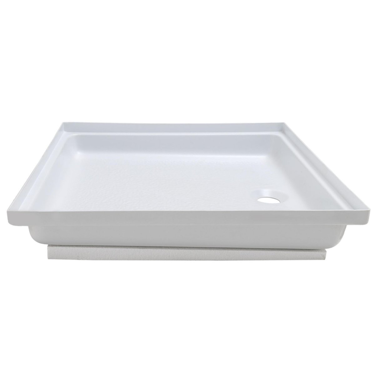 Recpro Rv Shower Pan 24a X Square Polar White Plastic Base With Front Center Drain Slip-resistant Textured Floor Foam Support