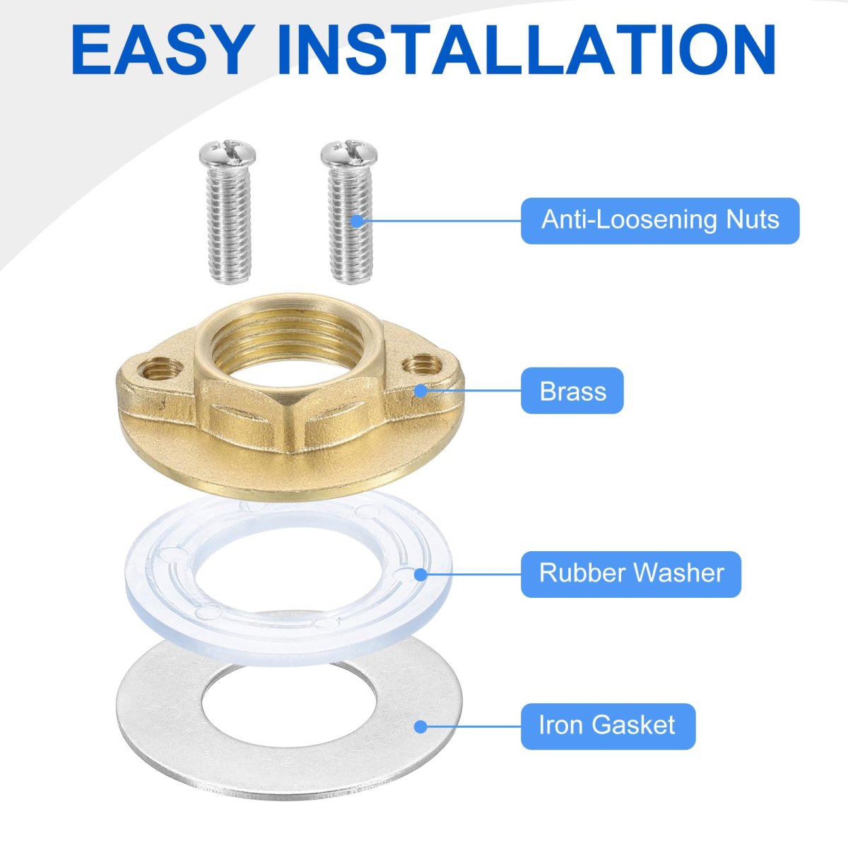 2sets Female Thread Hex Lock Nut G1 2 Stainless Steel 304 Single Hole Faucet Nuts With Gasket Fixing Tool Set For Kitchen