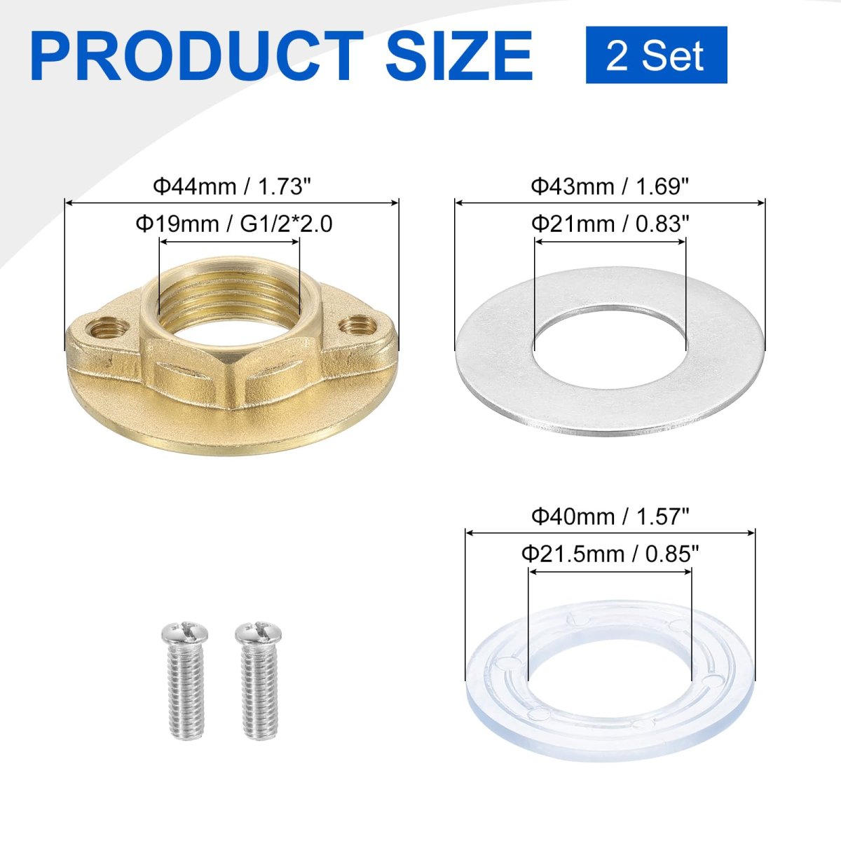 2sets Female Thread Hex Lock Nut G1 2 Stainless Steel 304 Single Hole Faucet Nuts With Gasket Fixing Tool Set For Kitchen