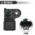 Motoforti Map Manifold Air Pressure Sensor Absolute Replacement For Ford Escape 2006-2012 Plastic No 1f20-18-211 Black