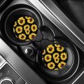 Xyzcando 11pcs Car Accessories Set Include Sunflower Cow Print Seat Cover Full Steering Wheel Headrest Gear Shift Handbrake Car