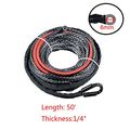 50ft X 1 4 Synthetic Winch Rope Line Cable W 40 Protective Sleeve For Atv Utv Suv Truck Boat Ramsey