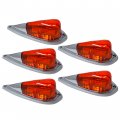 5x Amber 6 Led Teardrop Cab Marker Lights Kit Chrome Base Dot Fmvss 108 Sae P2pc Universal Fit For Truck Rv Van Ford F250 F350 