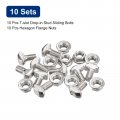Uxcell M5x10mm T Slot Drop-in Bolt And M5 Hexagon Flange Nut Set 10 Sets Hammer Head-bolt T Shape Stud Sliding Screw For 20