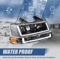 4pcs Switchback U-led Drl Composite Headlights Assembly And Bumper Lamps Compatible With Chevy Express Gmc Savana 1500-4500