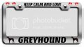 Keep Calm And Love Greyhound Dogs Pets Chrome Metal License Plate Frame Tag Holder A42 