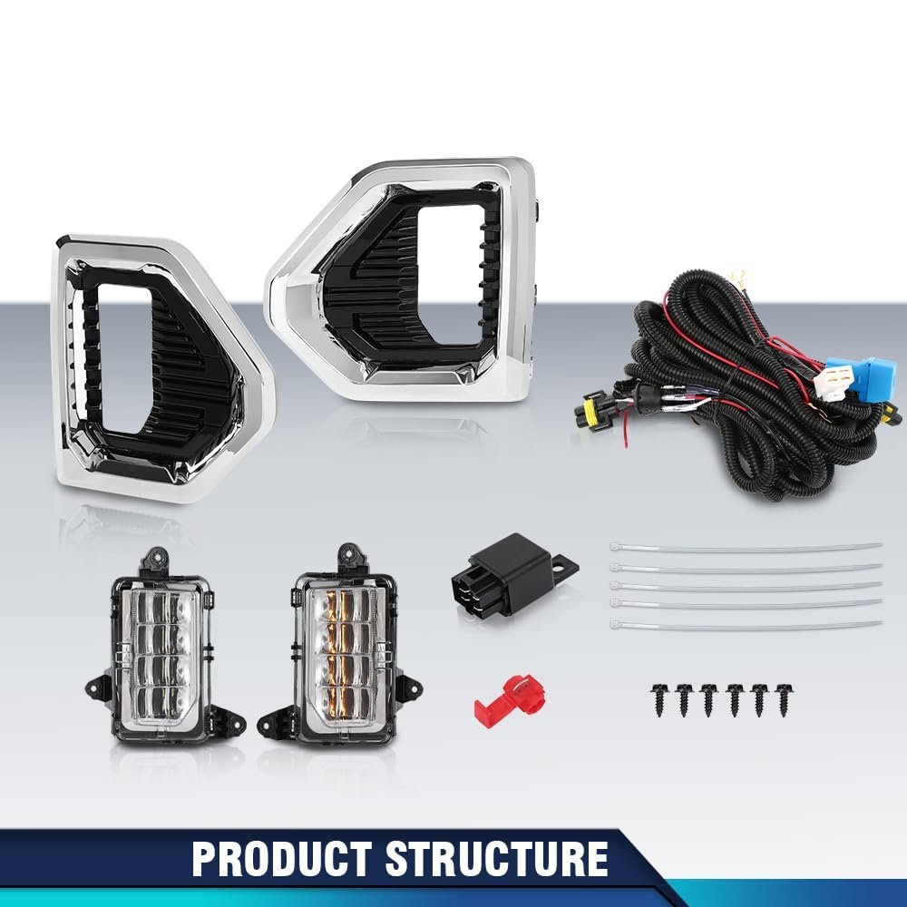 Led Switchback Fog Lights For Gmc Sierra 1500 Denali Slt At4 2019 2020 2021 Front White Light Assembly With Switch And Bezel