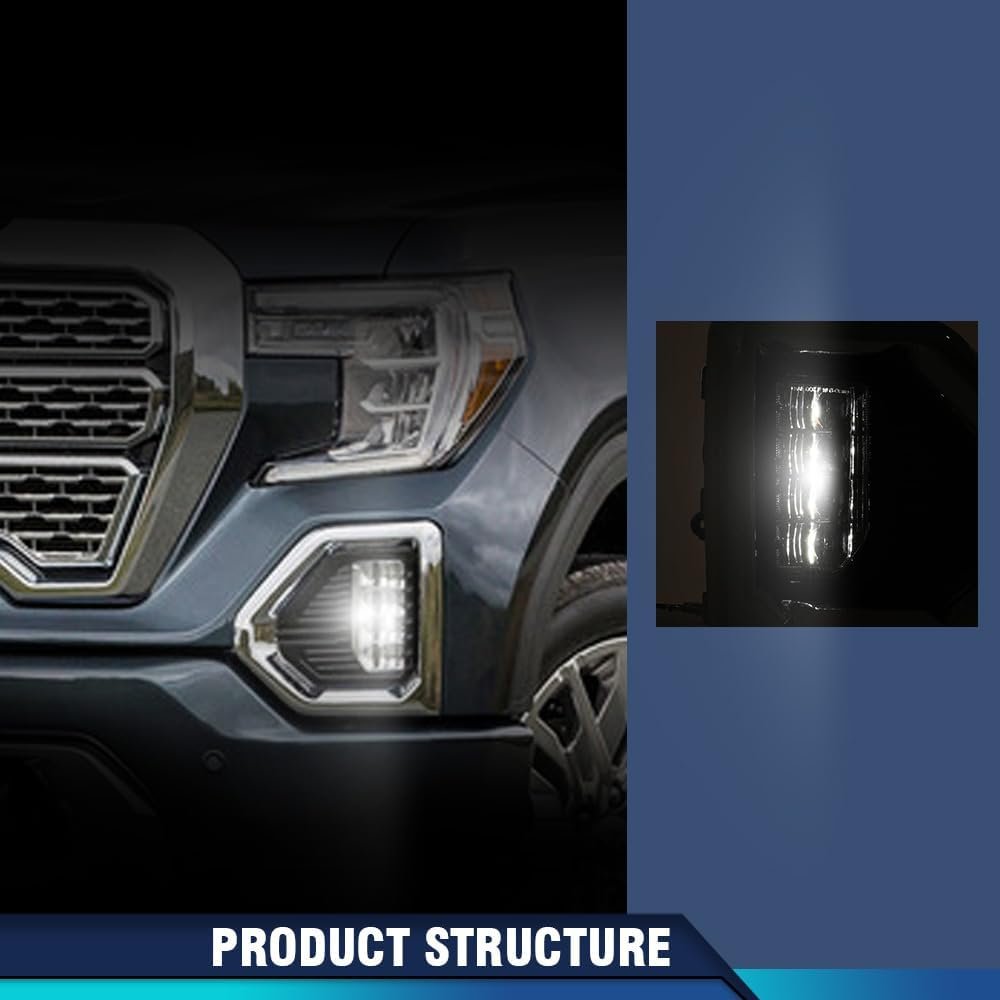 Led Switchback Fog Lights For Gmc Sierra 1500 Denali Slt At4 2019 2020 2021 Front White Light Assembly With Switch And Bezel