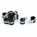 12mm Dia Epdm Lined R Shaped Zinc Plated Stainless Steel Pipe Clip Cable Clamp 10pcs 