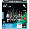 Feit Electric 40-watt Equivalent Ca10 Led Light Bulb Dimmable Enhance Glass Candelabra Filament 300 Lumens 13 Yrs Lifetime